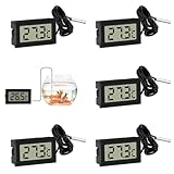 VFANDV Aquarium Thermometer Digital 5 Stück, Temperatursensor Wasserdicht mit 1m Kabel...