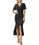 GRACE KARIN Schwarzes Kleid Damen Elegant Cocktailkleid Brautjungfer Festliche Kleider M