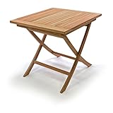 Divero Balkontisch Gartentisch Beistelltisch Teak Holz Tisch für Terrasse...