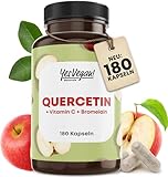 Quercetin hochdosiert mit Vitamin C & Bromelain- 180 Quercetin Kapseln Vegan - Premium...