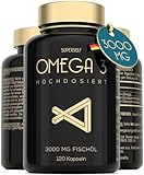 Omega 3 Kapseln Hochdosiert 3000mg - Premium Fischöl 120 Kapseln - Dreifache Wirkung -...