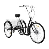 Shaillienn 26 Zoll Dreirad mit Fahrradkorb für Erwachsene 6 Speed 3 Rad Erwachsene...