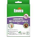 Envira Lebensmittelmotten- und Kleidermottenfalle 2 in 1, 2 Stück - Mottenfalle für 3...