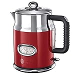 Russell Hobbs Wasserkocher [1,7l, 2400W] Retro Rot & poliertet Edelstahl...