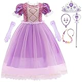 Snyemio Mädchen Prinzessin Rapunzel Kostüm Kinder Pailletten Tüll Kleid...