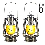 LED Vintage Laternen, 2 Pack LED Laternen Realistische Flackerflamme, Vintage LED Laterne...