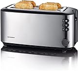 SEVERIN Automatik-Langschlitztoaster, Toaster mit Brötchenaufsatz, hochwertiger Edelstahl...