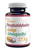 Phosphatidylserine + Ginkgo Biloba + Ashwagandha 250mg 90 Vegan Kapseln, Laborgeprüft,...