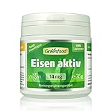 Eisen aktiv, 14 mg, hochdosiert, 180 Tabletten, vegan, hohe Verfügbarkeit, gut...