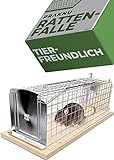 Praknu Rattenfalle Lebendfalle 30 cm Groß aus FSC® Holz - Tierfreundlich &...