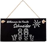 Türschild mit Gravur aus Schiefer, Willkommen bei Familie, Willkommensschild...