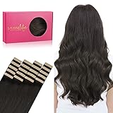 WENNALIFE Tape Extensions Echthaar, 20pcs 50g 35cm 14 Zoll Dunkel Braun Remy Invisible...