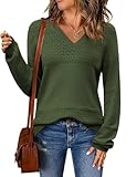 Zeagoo Damen Pullover Winter Alltagsleben V Ausschnitt Pulli Oversize Ribbed Knit Einfach...