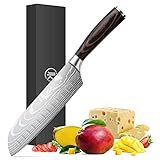 Joejis Santoku Messer aus Edelstahl mit ergonomischem Pakkawood-Griff -...