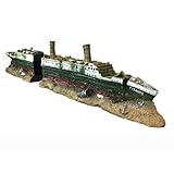 SLOCME Aquarium Titanic Shipwreck Dekorationen - Schiffs Dekorationen aus Harzmaterial,...