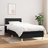 KTHLBRH Boxspringbett mit Matratze Schwarz 90x200 cm Stoff Bettgestell für Schlafzimmer...