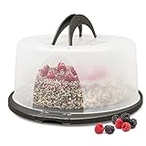 Hausfelder Kuchen Transportbox rund, Tortentransportbox mit Haube und Griff, Tortenglocke...