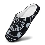 SXQCKJ Viking Vegvisir Flache Baumwollpantoffeln, 3D-Druck Norwegischen Mythos Kompass...