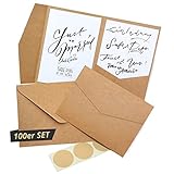 Japun - Pocketfold blanko Kraft-Papier Karten inkl. Briefumschläge, Hochzeit,...