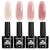 TOMICCA 4 Farben UV Nagellack Rosa Set, Gel Nagellack Für UV Lampe Soak-Off UV/LED Pink...