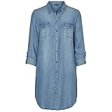 VERO MODA Damen Jeans Blusen-Kleid Silla 10184172 Light Blue Denim M