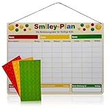 ewtshop® Smiley Belohnungstafel, magnetisch / Belohnungstafel mit Smiley-Magneten für...