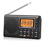 Tragbares Vollband-Radio AM/FM/SW mit Teleskopantenne, Digitales großes LCD-Display,...