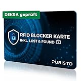 PURISTO® RFID Blocker Karte - DEKRA geprüft - 2in1 inkl. Lost & Found Service...