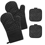 Ofenhandschuhe Topflappen Set Hitzebeständig rutschfeste: 4er Set 300°C Hitzebeständige...