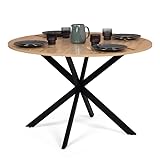 IDMarket Esstisch, rund, Alix, 4-6 Personen, Spinnenfuß, Holz und Schwarz, 110...