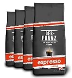 DER-FRANZ Espresso Kaffee, Ganze Bohne, 1000 g (4er-Pack)