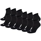 Puma Herren Quarters Sportsocken 12er Pack, Schwarz, 39-42