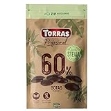 Torras Stevia Schoko Drops, 60% Kakaogehalt, Schokoladen Drops ohne Zuckerzusatz, Bigpack...