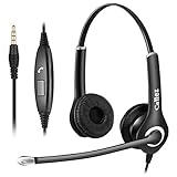 PC Headset Handy für Smartphone Computer Laptop, 3,5mm Klinke Kopfhörer Handy...