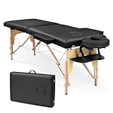 Higliocas Massageliege Klappbar Kosmetik Liege: 2-Zonen Holz Massagetisch Mobile...