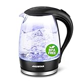 Aigostar Adam - Wasserkocher Glas 1,7 Liter, 2200 Watt, LED-Beleuchtung, 100% BPA Frei,...