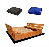 Ladanas® Sandkasten aus Holz mit wetterfester Tarpaulin Abdeckung (120 x 120 cm) -...