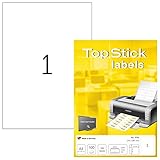 TopStick 8720 Universal Etiketten, 100 Blatt, 210 x 297 mm, 1 pro A4 Bogen, 100 Stück,...