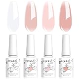 Vishine 4 Farben Semi-permanenter Gel Lack, klar, milchig weiß, rosa, Nagellack,...