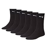 PUMA Unisex Sportsocken Cush Crew 6p Sportsocke, Schwarz, 39-42 EU