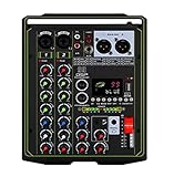 99 DSP-Effektmischer 4-Kanal tragbarer 48-V-Phantomspeisungsmonitor DJ-Mischpult for...