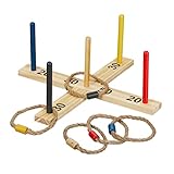 Relaxdays Ringwurfspiel, Holzwurfspiel für Kinder & Erwachsene, Ringe werfen,...