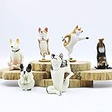 PaperMore Yoga mit Hunden Figuren Doggie Statue Actionfiguren Hund Yoga Dekoration 7,6 cm...