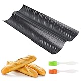 MXTIMWAN Baguette Backform, Baguette-Backblech für 2 Baguettes mit 2 Stück Silikon...