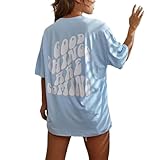 T-Shirt Damen Kurzarm Sport Sommer Oberteile Oversize Tshirt mit Buchstaben...