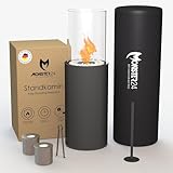 Monster24 runder freistehender Bio-Ethanol Stand-Kamin 80x26x26 cm | schönes...