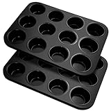 Fousenuk Muffinform, 2er-Pack Karbonstahl Muffinblech für 12 Muffins, Antihaftbeschichtet...