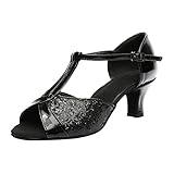 Dorjuli Tanzsandalen für Damen Lateinische Tanzschuhe Sommer Elegant Sandalen Strass...