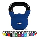 MSPORTS Kettlebell Neopren 2 – 30 kg inkl. Übungsposter (10 Kg - Dunkelblau)...