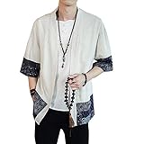 Siehin Herren Japan Happi Kimono Haori Jacke Übergangsjacke Baumwolle Leinen Mäntel (M...